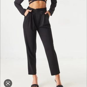 New asymmetrical high rise black trouser pants NEW m